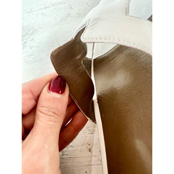 Hermès Leather Oran Slip On Open Toe Flat Slides Sandals White Women's 40.5 / 10 - Picture 9 of 11